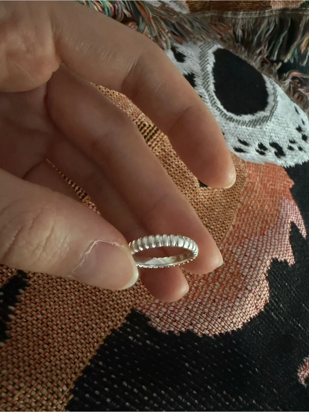Textured Silver Ribbed Ring - Women's Jewelry size 6